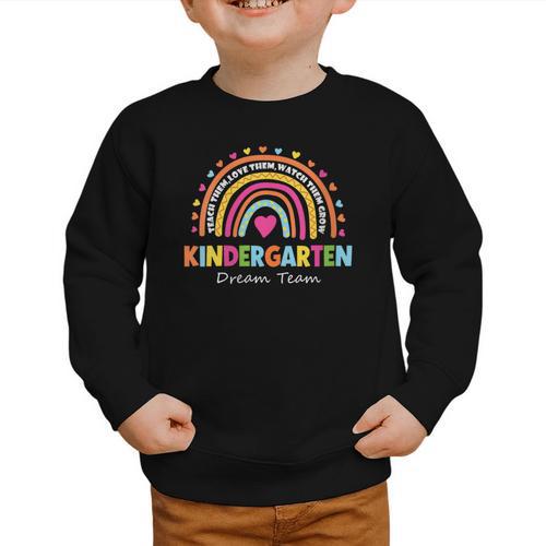 Kindergarten Dream Team Rainbow Welcome Back To School Graphic Toddler Sweatshirt - Savourry