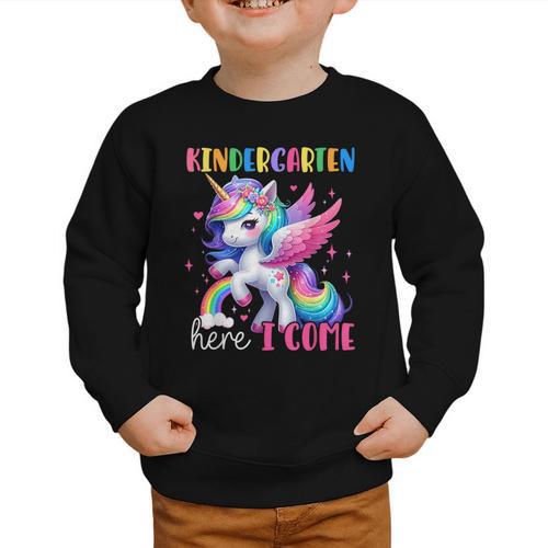 Kindergarten Here I Come Unicorn Girls Kids Back To School Graphic Toddler Sweatshirt - Savourry