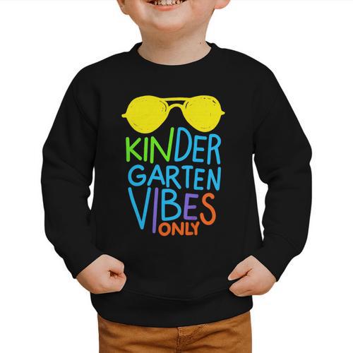Kindergarten Vibes Only Glow Sunglasses Back To School Graphic Toddler Sweatshirt - Savourry