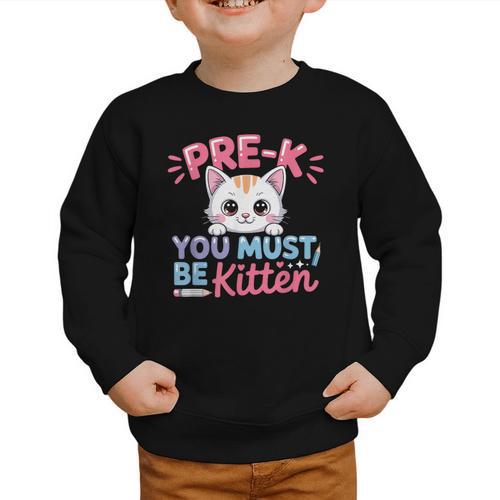 Kitten Back To School Girls Preschool Cat Lover Graphic Toddler Sweatshirt - Savourry