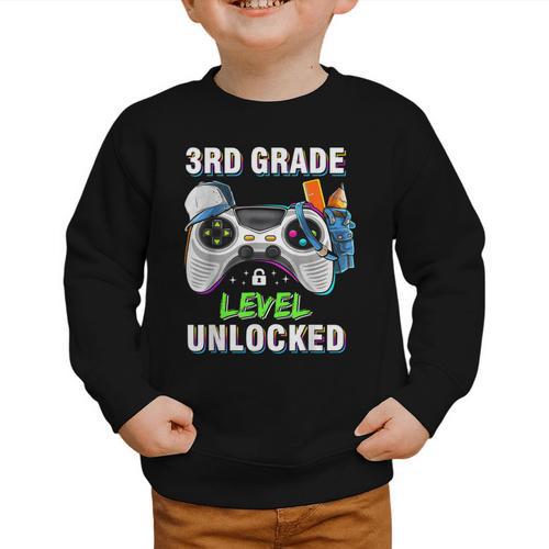 Level 3rd Grade Unlocked Back To School First Day Boys Kids Graphic Toddler Sweatshirt - Savourry