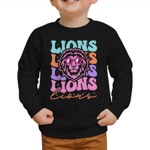 Lion Mascot Back To School Spirit Sports Men Women Groovy Graphic Toddler Sweatshirt - Savourry