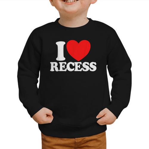 I Love Recess Red Heart Back To School Kids Recess Graphic Toddler Sweatshirt - Savourry