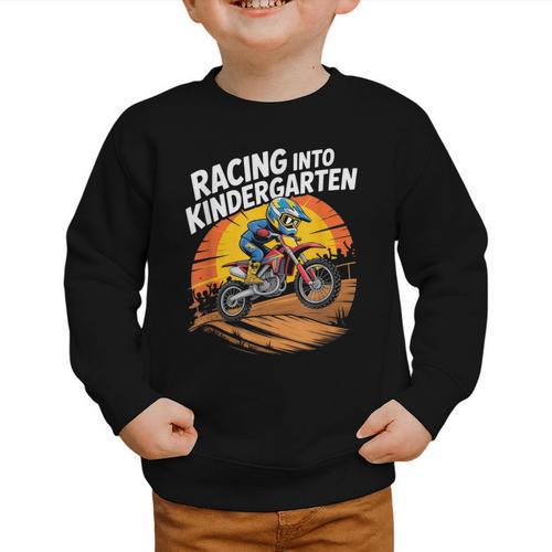 Motocross Back To School Dirt Bike Racing Into Kindergarten Graphic Toddler Sweatshirt - Savourry