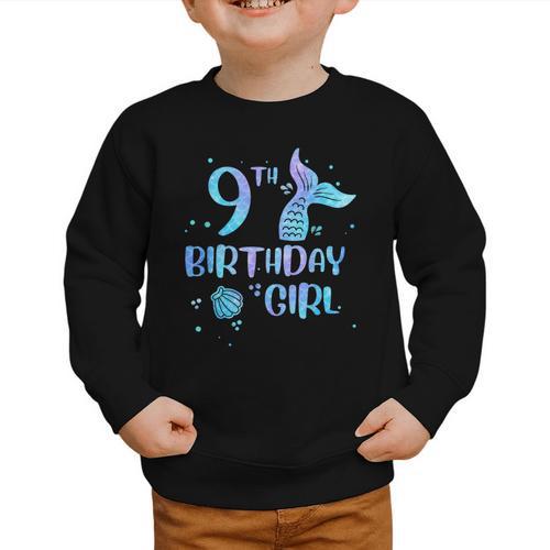 Ninth Birthday Girl Mermaid 9th Toddler's Back To School Graphic Toddler Sweatshirt - Savourry