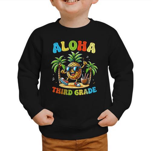 Pinapple Beach Back To School Day Aloha Third Grade Graphic Toddler Sweatshirt - Savourry
