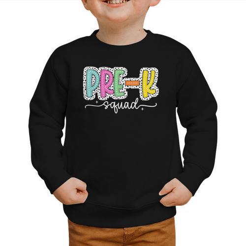 Pre-k Squad Back To School Dalmatian Dots Graphic Toddler Sweatshirt - Savourry