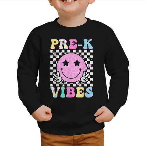 Pre-K Vibes Groovy Back To School PreK Preschool Girls Kids Graphic Toddler Sweatshirt - Savourry