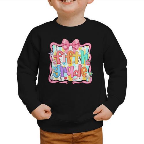 Preppy Back To School Fifth Grade Coquette Bow Women Girl Graphic Toddler Sweatshirt - Savourry