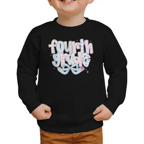 Preppy Fourth Grade Back To School Coquette 4th Grade Graphic Toddler Sweatshirt - Savourry