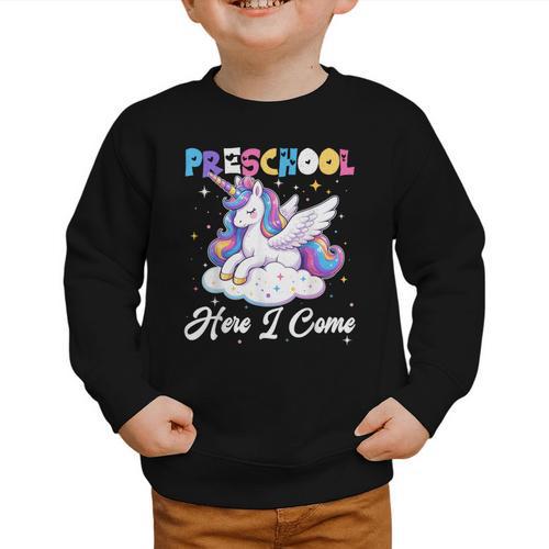Preschool Here I Come Unicorn Back To School Girl Student Graphic Toddler Sweatshirt - Savourry
