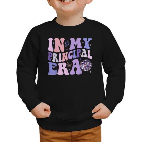 In My Principal Era Groovy School Headmaster Back To School Graphic Toddler Sweatshirt - Savourry