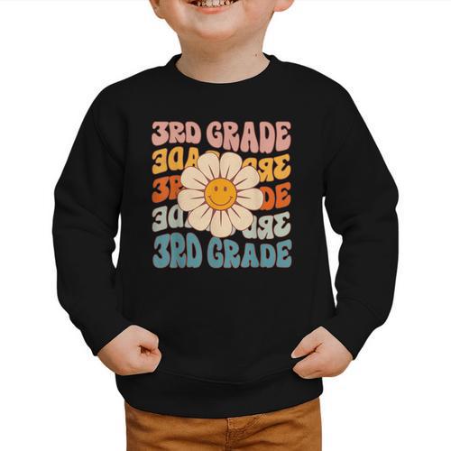 Retro 3rd Grade Daisy Colorful Back To School Third Grade Graphic Toddler Sweatshirt - Savourry