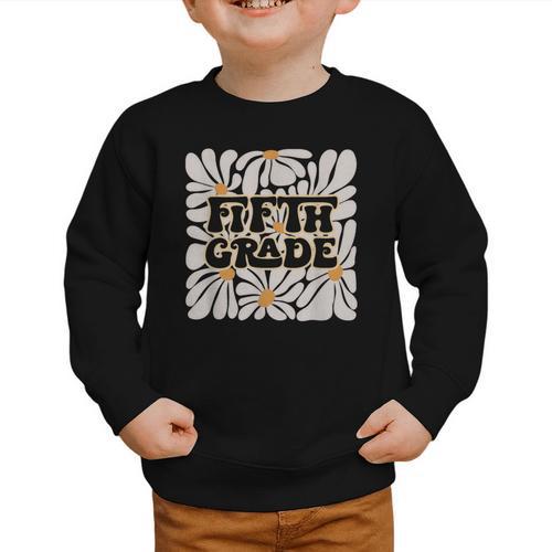 Retro Flower Power Squared Fifth 5th Grade Back To School Graphic Toddler Sweatshirt - Savourry