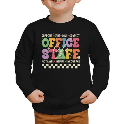 Retro Groovy Office Staff Life Flowers Back To School Graphic Toddler Sweatshirt - Savourry