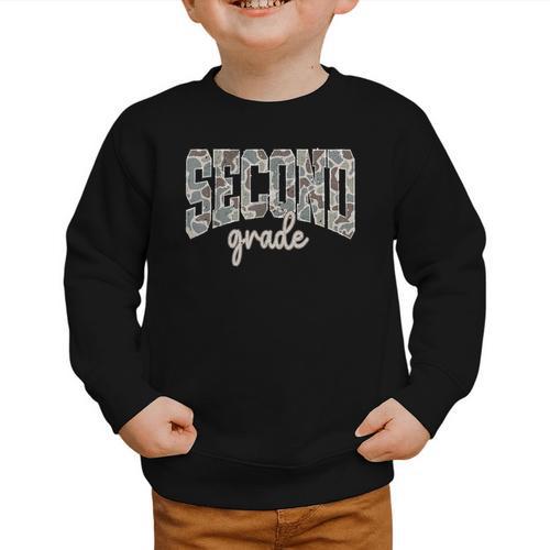 Retro Second Grade Back To School Boy Old Camo 2nd Grade Kid Graphic Toddler Sweatshirt - Savourry