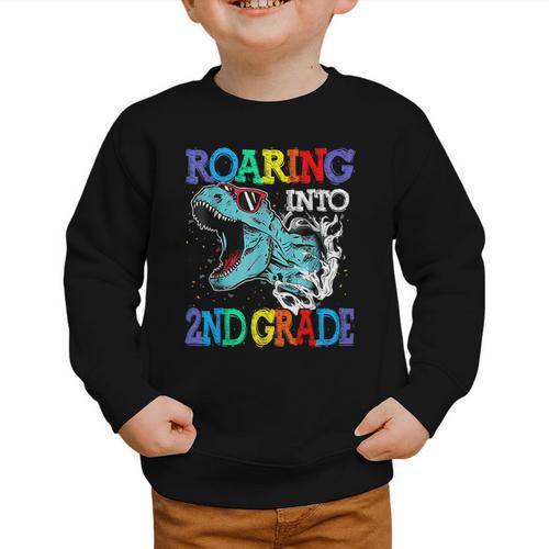 Roaring Into 2Nd Grade Dinosaur T Rex Back To School Graphic Toddler Sweatshirt - Savourry
