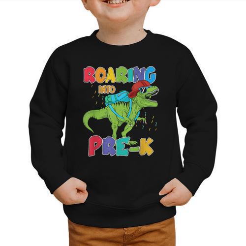 Roaring Into Pre-K Preschool Dinosaur Back To School Graphic Toddler Sweatshirt - Savourry