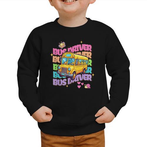 School Bus Driver Groovy Retro Back To School Graphic Toddler Sweatshirt - Savourry