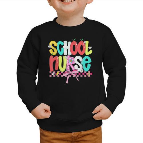 School Nurse Appreciation Day Coquette Bow Back To School Graphic Toddler Sweatshirt - Savourry