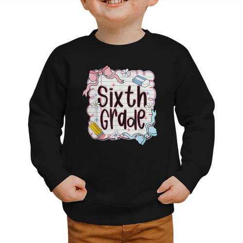 Sixth Grade Back To School For Girls Pink Notebook Graphic Toddler Sweatshirt - Savourry