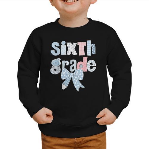 Sixth Grade Coquette Bow Pencil First Day Back To School Graphic Toddler Sweatshirt - Savourry