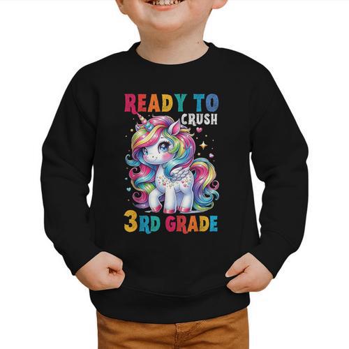 Student Unicorn Ready Back To School Crush 3rd Grade Girls Graphic Toddler Sweatshirt - Savourry