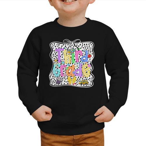Third Grade Dalmatian Dots 3rd Grade Back To School Girls Graphic Toddler Sweatshirt - Savourry