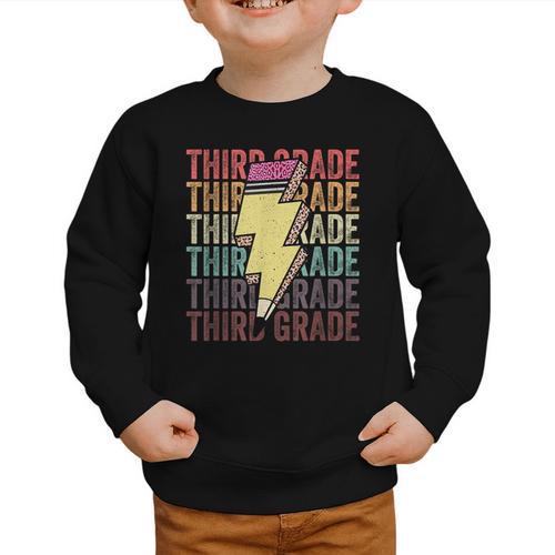 Third Grade Lightning Bolt Pencil 1st Day Of Back To School Graphic Toddler Sweatshirt - Savourry