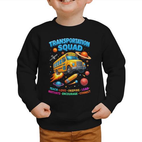 Transportation Squad School Bus Back To School Retro Graphic Toddler Sweatshirt - Savourry