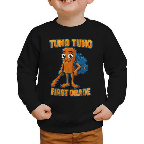 Tung Tung Sahur First Grade Italian Brainrot Back To School Graphic Toddler Sweatshirt - Savourry