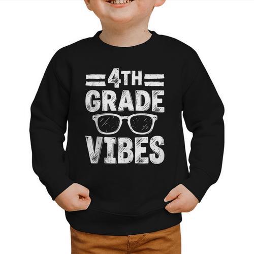 Vintage Fourth 4TH Grade Vibes Back To School First Day Kids Graphic Toddler Sweatshirt - Savourry