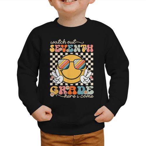 Watch Out Seventh Grade Here I Come Back To School 7th Grade Graphic Toddler Sweatshirt - Savourry