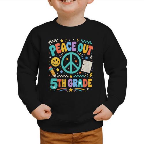 Women's Peace Out 5th Grade Retro Back To School Students Graphic Toddler Sweatshirt - Savourry