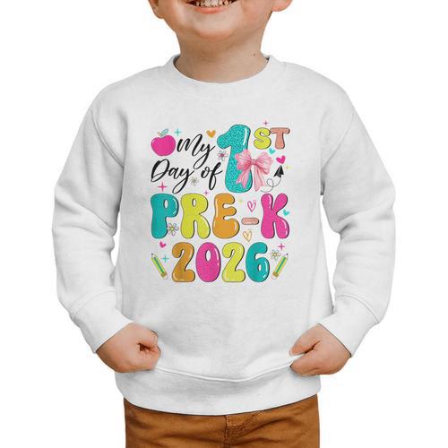 My 1st Day Of Pre-K 2026 Back To School Bow PreK Kids Girls Graphic Toddler Sweatshirt - Savourry
