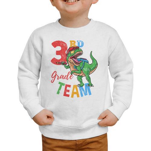 3rd Grade Team T-Rex Dinosaur Back To School Boys Vintage Comfort Colors Crop Top Graphic Toddler Sweatshirt - Savourry
