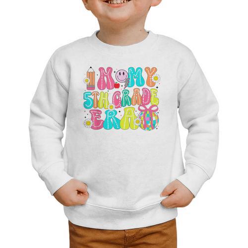 In My 5th Grade Era Coquette Bow Back To School Fifth Grade Graphic Toddler Sweatshirt - Savourry
