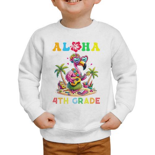 Aloha Fourth Grade Flamingo Hawaii Back To School Kids Girl Premium Tri-Blend Graphic Toddler Sweatshirt - Savourry