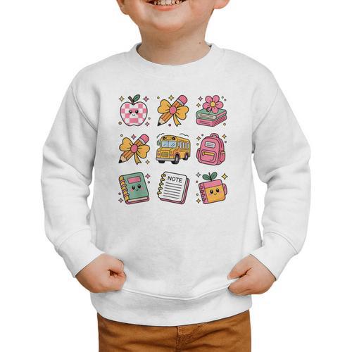 Back To School Coquette Bow First Day Of School Toddler Girl Graphic Toddler Sweatshirt - Savourry