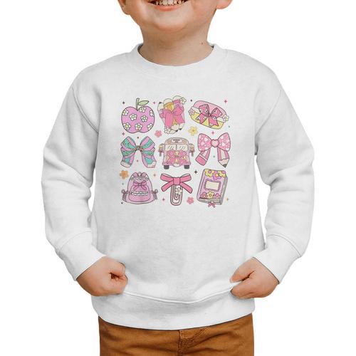Back To School Coquette Bow Pencil School Students Girls Graphic Toddler Sweatshirt - Savourry