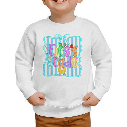 Back To School First Grade For Teen Girls Bow 1st Grade Kids Graphic Toddler Sweatshirt - Savourry