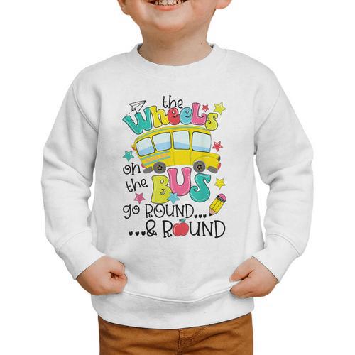 Back To School The WHEELS On The BUS Toddler Kids Boys Graphic Toddler Sweatshirt - Savourry