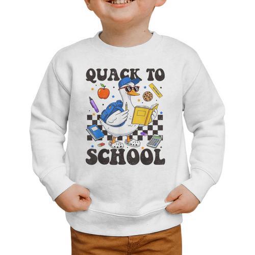 Boys Kid Back To School Goose Quackers Quack To School Graphic Toddler Sweatshirt - Savourry