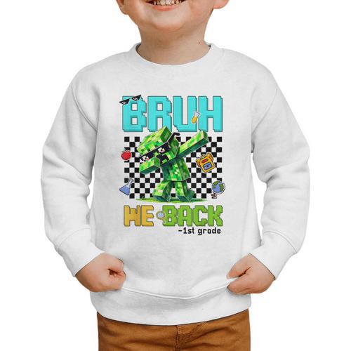Bruh We Back 1st Grade Back To School Gamer Dabbing Boy Kids Graphic Toddler Sweatshirt - Savourry