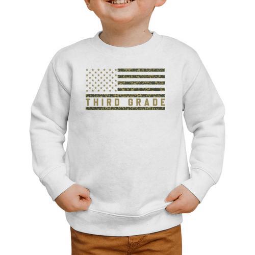 Camo American Flag Third Grade Back To School 3rd Grade Premium Tri-Blend Graphic Toddler Sweatshirt - Savourry