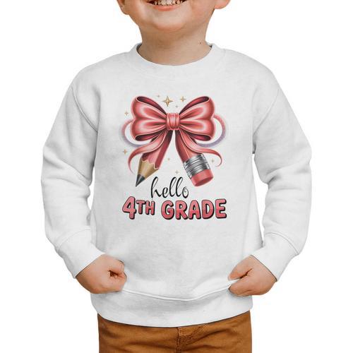 Coquette 4th Grade First Day Of Back To School Girls Outfits Graphic Toddler Sweatshirt - Savourry