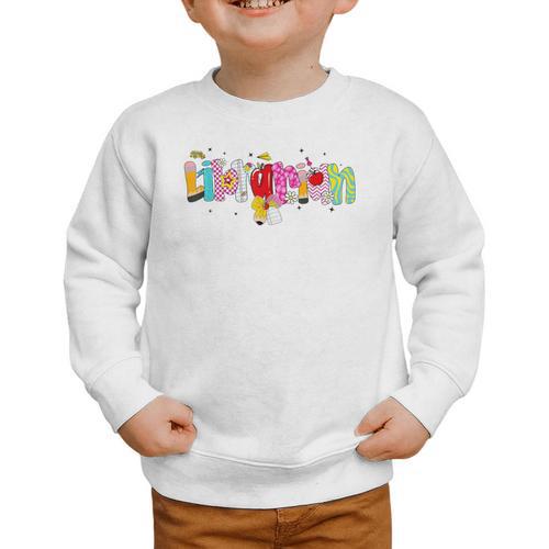 Coquette Pencil Bow Librarian Back To School Bookworm Graphic Toddler Sweatshirt - Savourry