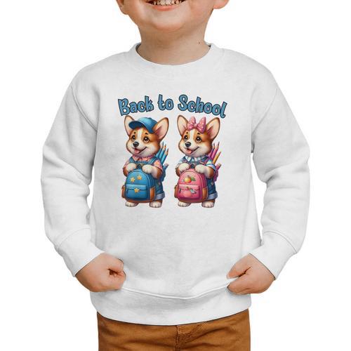 Corgi Dog Student To School Happy Back To School Graphic Toddler Sweatshirt - Savourry