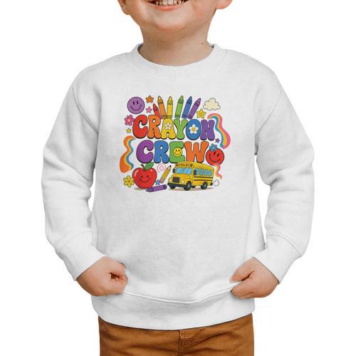 Crayon Crew Cute Back To School Vibes Student Graphic Toddler Sweatshirt - Savourry
