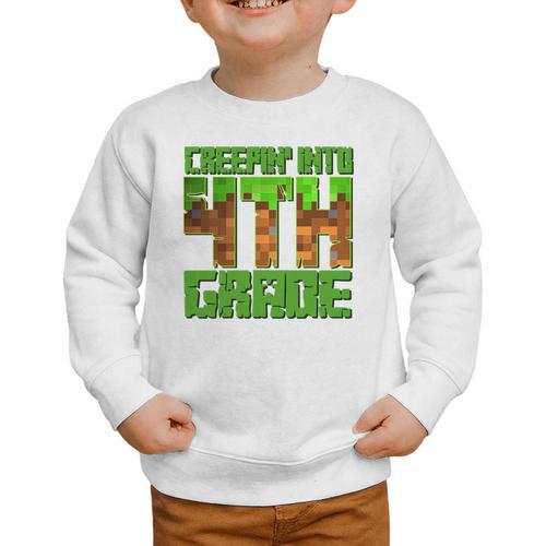 Creepin’ Into 4th Grade Kids Boy Gamer Pixel Back To School Performance Graphic Toddler Sweatshirt - Savourry